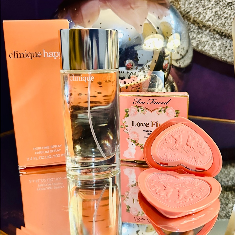 Happy Clinique perfume and Too faced blush bundle